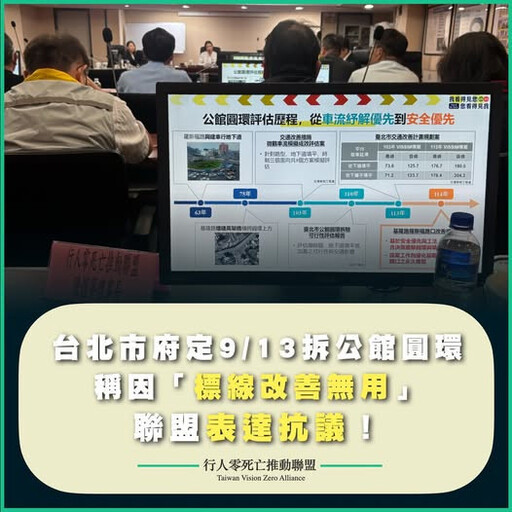 台北公館圓環拆除工程9/13動工 行人零死亡推動聯盟：交通政策不應凌駕於專業