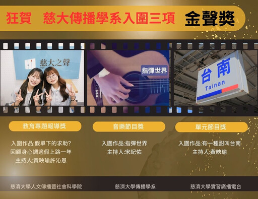 慈大傳播系三作品入圍金聲獎 展現學生創作實力
