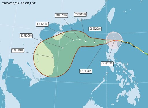 「銀杏」增強為強颱 「外圍雲系＋東北季風」迎風面留意豪雨