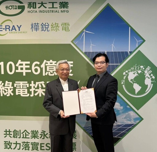 和大工業集團宣示2030年完成RE100 攜手樺銳綠電簽署採購綠電6億度