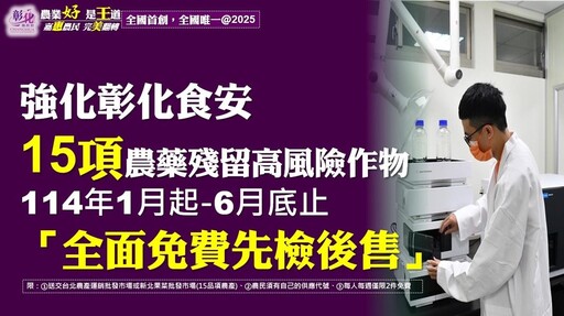 彰縣府為食安嚴格把關不鬆懈 提供農民15項高風險作物免費檢測服務