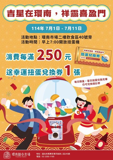 吉星在環南，祥霧喜盈門！環南市場推出幸運扭蛋活動