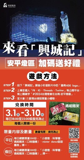 2024台灣燈會參觀人次本週末可望破1千萬 安平燈區祭出3大好康！