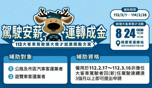 駕駛安薪、運轉成金 桃竹苗大客車駕駛擴大徵才8/24桃園客運登場