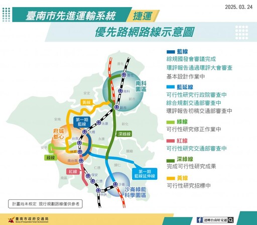 臺南捷運第1期藍線完成國發會審議 預計115年底動土