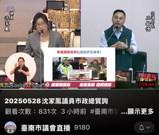 台南市議員沈家鳳於28日市政總質詢 聚焦防汛、社福與交通建設 肯定市長施政表現
