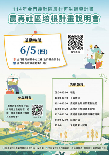 申請金門農再社區培根說明會啟動 歡迎參與交流