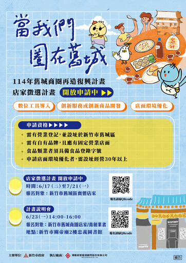 竹市114年舊城商圈再造復興計畫啟動 說明會6/23邀店家掌握轉型契機