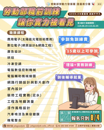 結訓即就業!勞動部職訓獲業界肯定 改寫職涯篇章