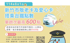 竹市敬老卡及愛心卡再升級 自8/1日起搭乘台鐵點數不受限