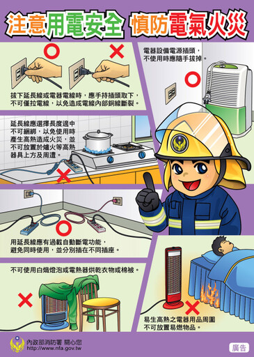 夏季高溫炎熱 金門消籲謹慎使用電器安全