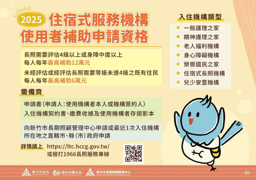 竹市114年住宿式機構補助開放申請 衛生局:最高補助12萬元