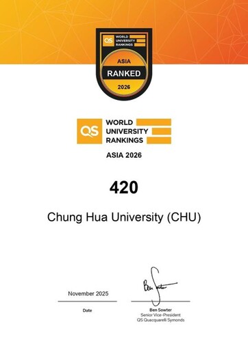 出國交流指標大躍進！ 中華大學再度蟬聯2026 QS亞洲TOP 500