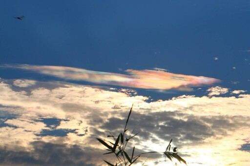 網瘋傳七彩虹雲景象 氣象署：陽光穿過冰滴產生繞射