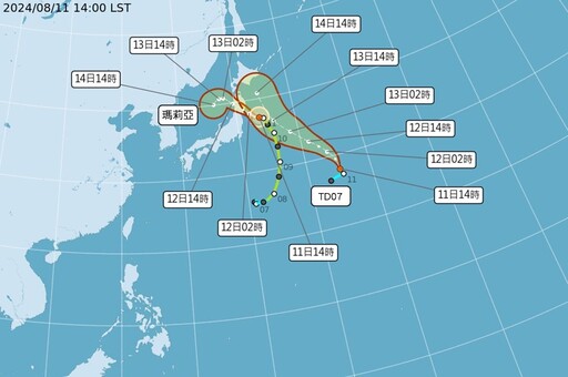 恐三颱共舞！輕颱「山神」最快今晚形成 「瑪莉亞」最新路徑曝光