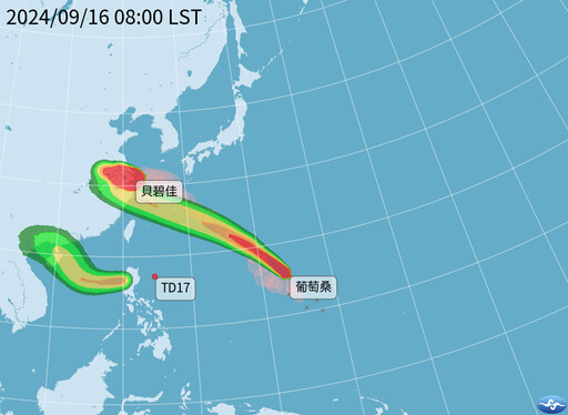 中秋別來亂！跟屁蟲「葡萄桑」轉輕颱 路徑及對台影響機率曝