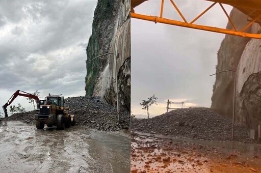 【驚嚇片】中颱「山陀兒」暴雨襲蘇花公路 匯德隧道南口坍方驚悚畫面曝光