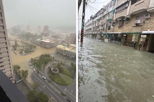 雨彈狂炸！高雄美術館豪宅區又淹了 仁武文學西街變飄飄河