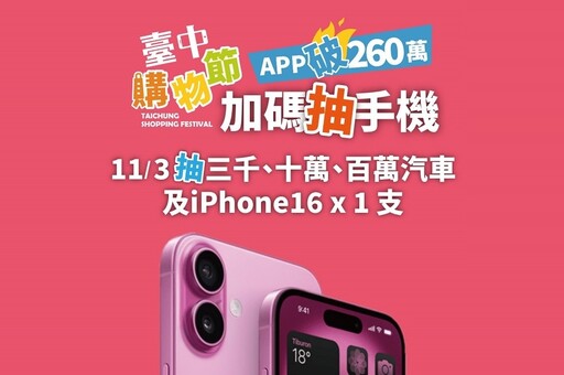 打響台中城市品牌 《台中通》App下載破260萬次奪雙榜冠軍！ 購物節11/3加碼抽iPhone16！