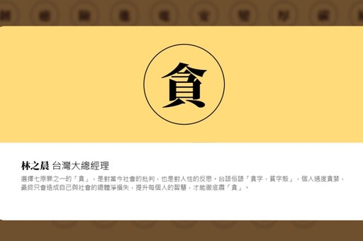 2024台灣年度代表字出爐 「貪」字獲選