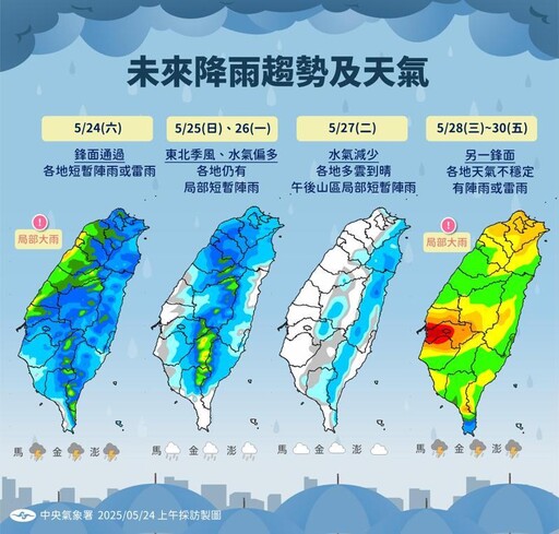 【一周天氣預報】雨彈夾擊！兩波鋒面接力來襲 下周三起再迎強降雨