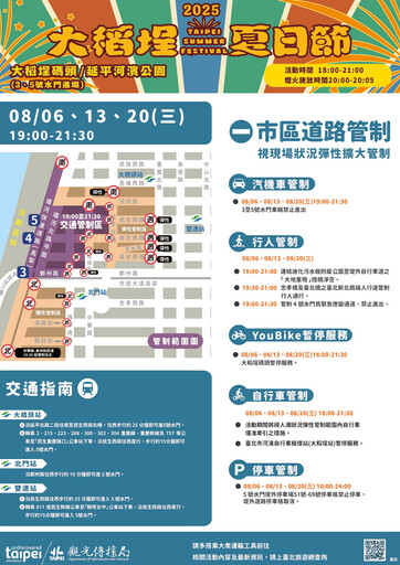【懶人包】大稻埕夏日節煙火明天起登場 台北市、新北市「行人+交通管制」資訊一次看