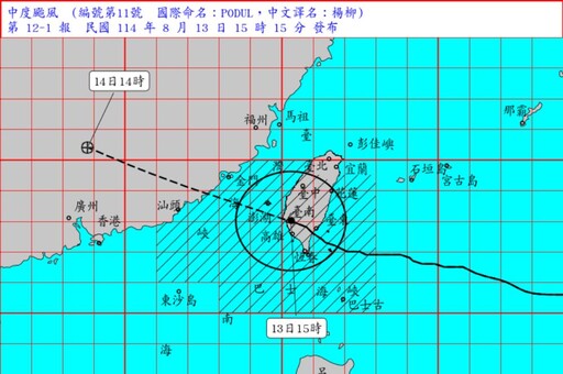 「楊柳」下午4點從台南出海 晚間減弱為輕颱、最快明晨解除海陸警報
