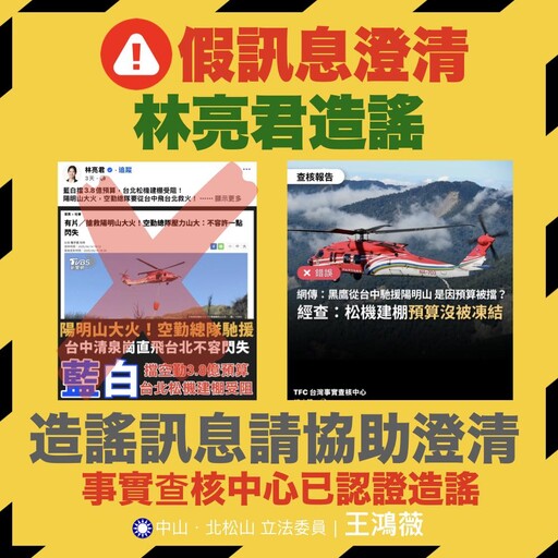 林亮君胡扯藍白刪空勤預算 王鴻薇引事實查核中心報告重打臉