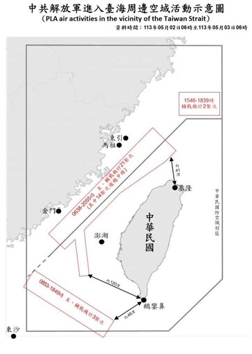 中共機艦於臺海周邊活動 國軍嚴密監控應處