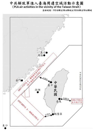 中共機艦續於臺海周邊活動 國軍嚴密監控應處