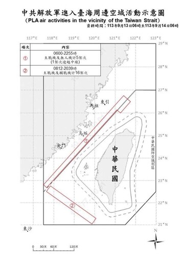 中共機艦續於臺海周邊活動 國軍嚴密監控應處