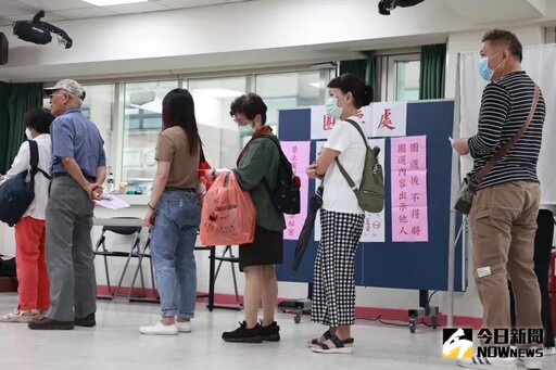 基隆一早出大太陽 投票所湧入排隊人潮