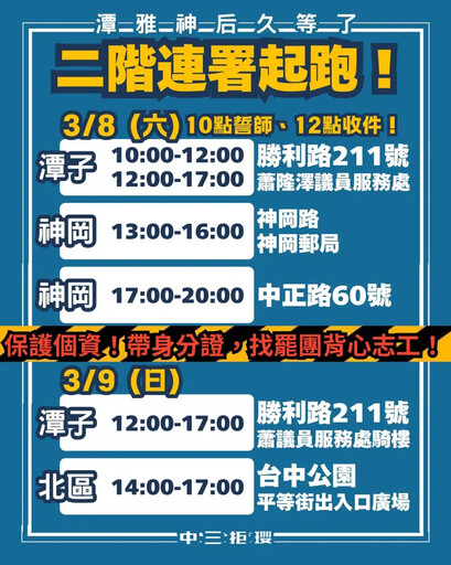 「台中罷免慧成宮」二階 後天首場聯合造勢