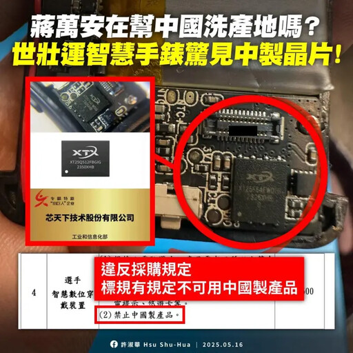 世壯運手錶爆用中國晶片!她轟蔣萬安洗產地
