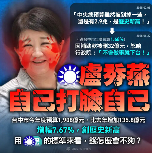 盧秀燕嗆「不做事就下台」 綠打臉:演過頭