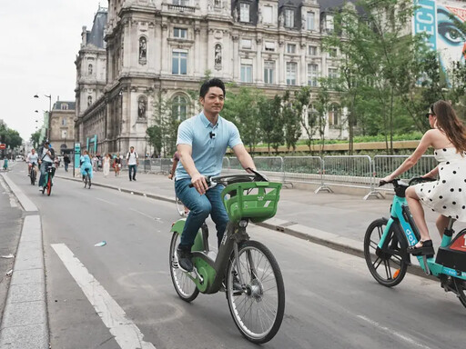 影/蔣萬安巴黎取經限行區 嗨騎共享單車