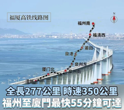 福廈高鐵離台灣島僅200公里 國台辦：兩岸民眾坐高鐵過海峽的夢想會實現