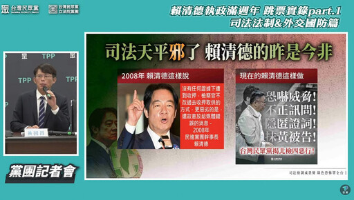 賴清德上任總統將滿1年 民眾黨立院黨團:賴政府執政成果「慘不忍睹」