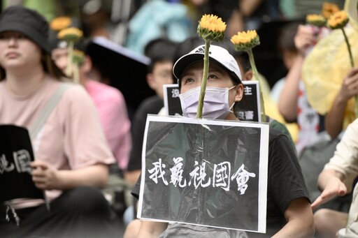 變裝皇后妮妃雅聲援民間團體 手持太陽花抗議反黑箱