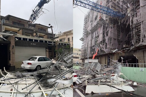 好慘！工地機具從天而降 東港民宅屋頂被捅破「雨像瀑布灌入屋裡」