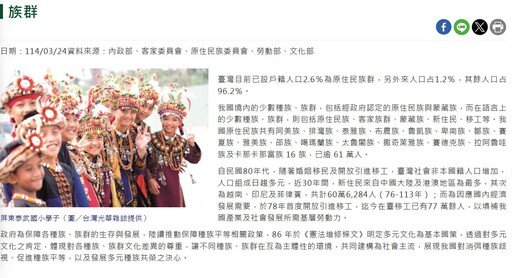 行政院網站族群分布數據解讀 隱藏的臺灣文化認同危機
