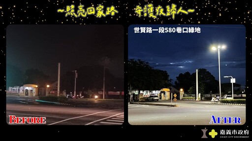 照亮回家路！嘉市府再強化4處大型路口夜間照明 守護夜歸人