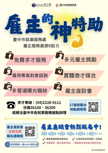 呼喚雇主的神特助! 中市勞工局推動雇主服務資源6助力
