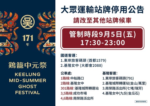 傳承171年!鷄籠中元祭放水燈遊行9/5熱鬧舉行 基隆交通管制措施出爐
