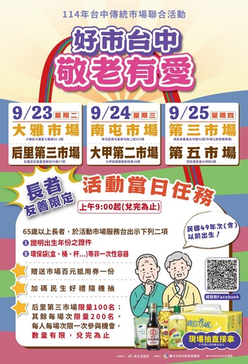 好市台中! 10大菜市聯合活動 經發局邀您逛市場、抽好禮、拿抵用券
