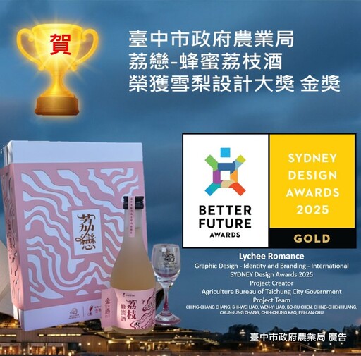 台灣農特產再創佳績！ 「荔戀–荔枝蜂蜜酒禮盒」勇奪雪梨設計獎金獎