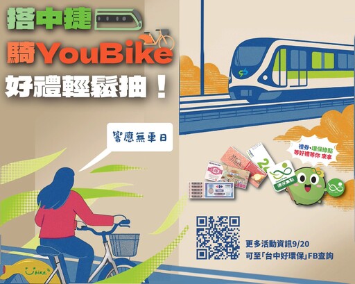 響應9/22國際無車日 中市環保局鼓勵「捷淨零碳樂生活」 豐富獎項輕鬆抽