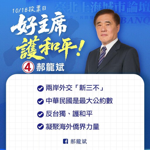 黨主席選舉郝龍斌隱贏?鄭麗文逆勢突圍撼動藍營戰局