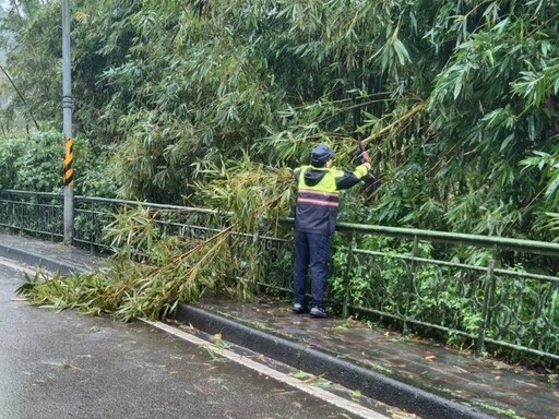 康芮來襲路樹倒塌 基三警迅速頂風雨清理助通