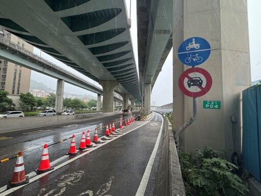 五股疏洪北路堤頂機慢車道5/25恢復通車